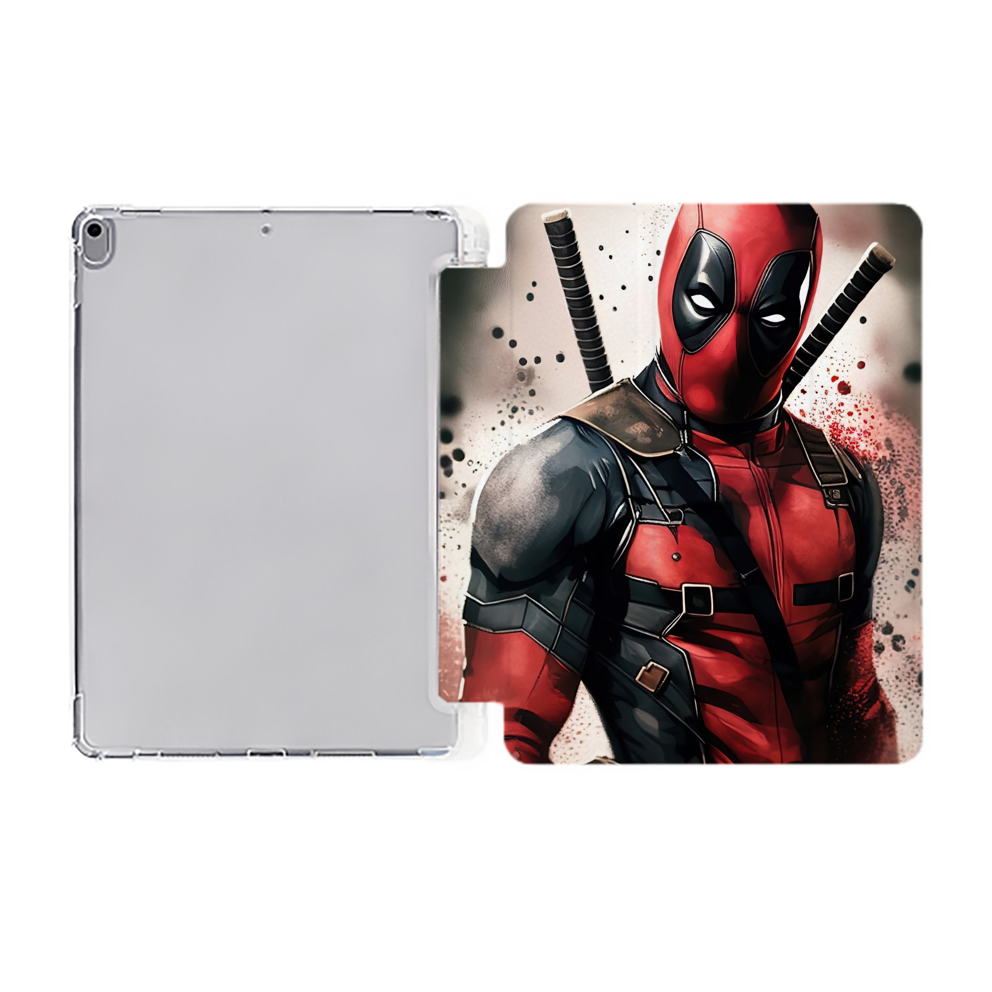 （画像用） Deadpool デッドプール IPad ケース ペン収納付き 三つ折りスタンド PUレザー×シリコン 対応機種9.5/10.5/10.9インチ